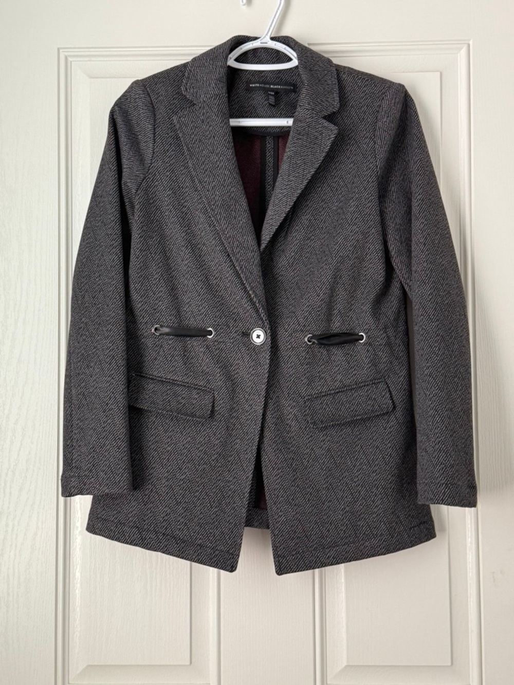 White House Black Market Herringbone Knit Blazer Jacket Gray - Large / Like New